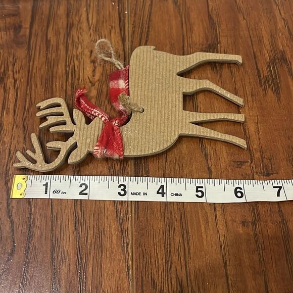 (2) Handmade Reindeer Snowman Christmas Ornaments Sparkly 4” x 6” Jingle Bells - Picture 14 of 14